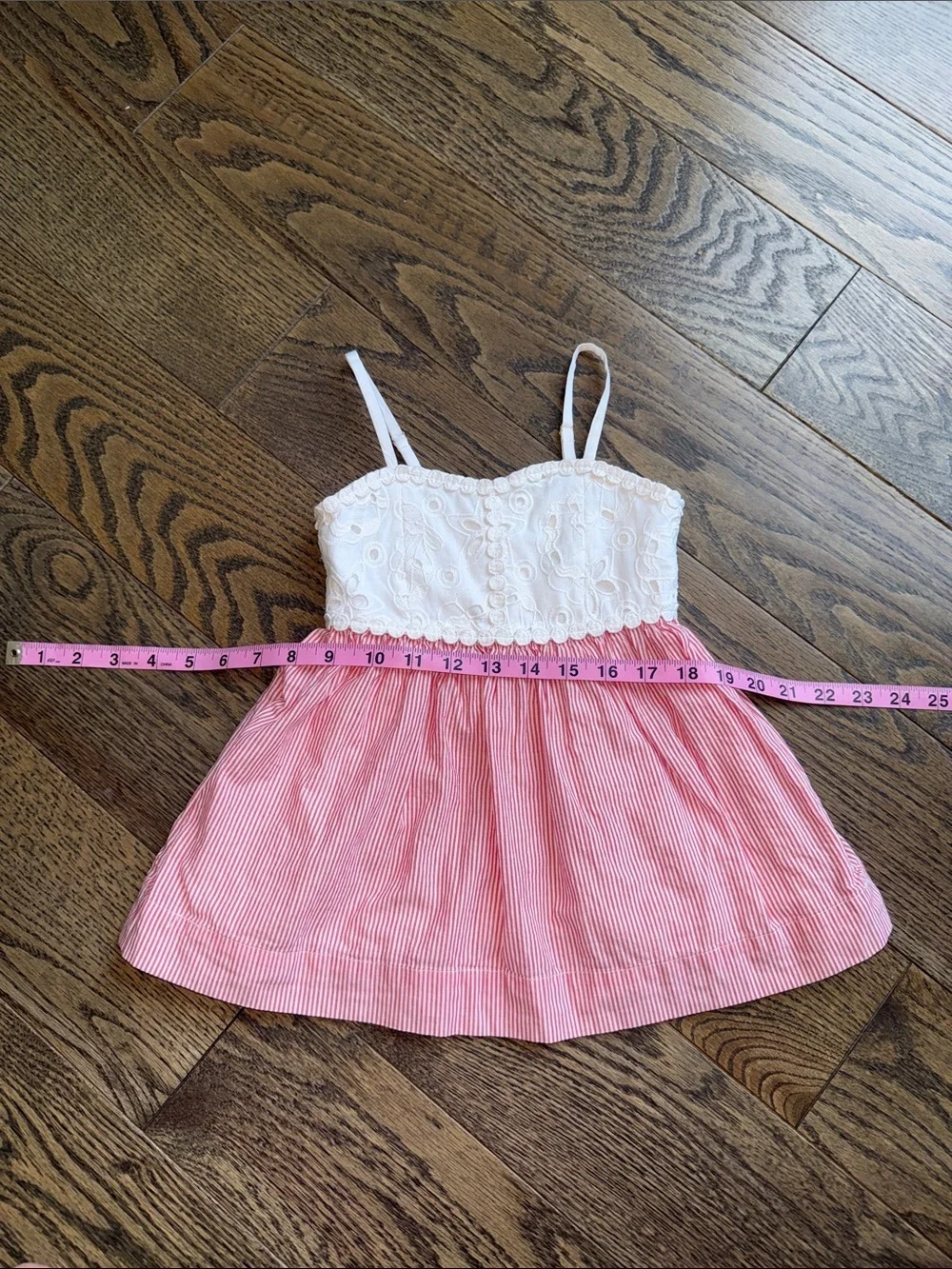 Lilly Pulitzer White Eyelet Top with Pink Striped Skirt Kids Dress 2T 18-24 EUC